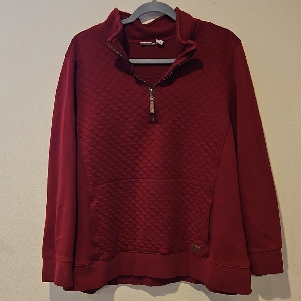L.L. Bean Red Half-Zip Pullover